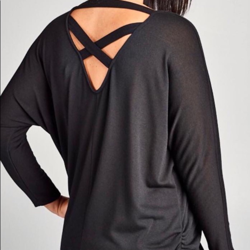 Black Top with cinching at sides & criss cross